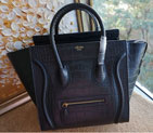 Celine Luggage Mini Tote Bags Croco Leather C3308 Black C3308