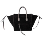Celine Luggage Phantom Bags Suede Leather 3341 in Black with Gray