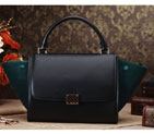 Celine mini Trapeze Top Handle Bag Original Leather 3342S Black&Green