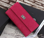 Chanel A2001 Burgundy Cannage Pattern Nubuck Leather Matelasse Long Wallet Silver