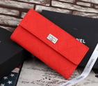 Chanel A2001 Orange Cannage Pattern Nubuck Leather Matelasse Long Wallet Silver