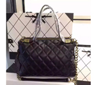 Chanel A2114 Sheepskin Leather Bowling Bag Black A2114