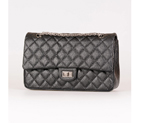 Chanel A30226 Classic Flap Bag Elephant Grain Leather in Black with Silver