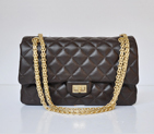 Chanel A30226 Classic Flap Bag Tree Stripes Leather in Coffee A30226