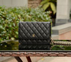 Chanel A33814 Black Caviar Leather mini Flap Bag Gold A33814