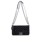 Chanel A67086 Black Bright Leather Le Boy Flap Shoulder Bag
