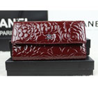 Chanel Camellia Tri-Fold Wallet Original Patent Leater A50084 Claret