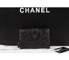 Chanel Camellias Bi-Fold Wallet Original Leather A50087 Black