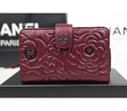 Chanel Camellias Bi-Fold Wallet Original Leather A50087 Claret