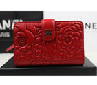 Chanel Camellias Bi-Fold Wallet Original Leather A50087 Red