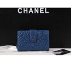 Chanel Camellias Bi-Fold Wallet Original Leather A50087 Royalblue