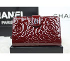 Chanel Camellias Bi-Fold Wallet Original patent Leather A50087 Claret