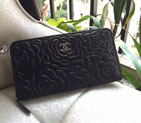 Chanel Camellias Zippy Wallet Original Leather A301703 black