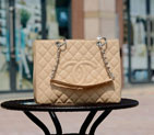 Chanel Classic CC Shopping Bag Apricot GST 20995 Caviar leather Silver 20995