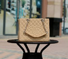 Chanel Classic Coco Bag Apricot GST Caviar Leather A50995 Silver A50995