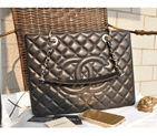 Chanel Classic Bag Black GST Original Sheepskin Leather A50995 Silver A50995
