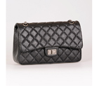 Chanel Classic Falp Bag Elephant Grain Leather A28668 in black with Antique Silver Chain
