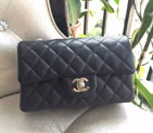 Chanel Classic Flap Bags Original Caviar Leather A1116 in Black with Silver