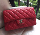 Chanel Classic Flap Bags Original Caviar Leather A1116 in Red with Silver