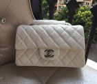 Chanel Classic Flap Bags Original Caviar Leather A1116 in white with Silver