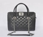 Chanel Classic Sheepskin Leather Two Handle Bag A66385 Black A66385