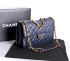 Chanel Flap Shoulder Bag Original Calfskin Leather A37008 Blue