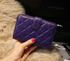 Chanel Matelasse Bi-Fold Wallet Sheepskin Leater A31506 Purple