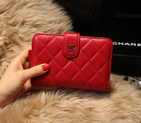 Chanel Matelasse Bi-Fold Wallet Sheepskin Leater A31506 Red
