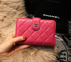 Chanel Matelasse Bi-Fold Wallet Sheepskin Leater A31506 Rose