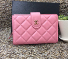 Chanel Matelasse Bi-Fold Wallet Sheepskin Leather A50073 Pink