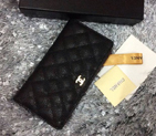 Chanel Matelasse Zip Around Wallet Caviar leather A31508 Black
