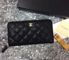 Chanel Matelasse Zip Around Wallet Caviar leather A50071 Black