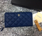 Chanel Matelasse Zip Around Wallet Caviar leather A50071 Royalblue