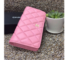 Chanel Matelasse Zip Around Wallet Sheepskin A31508 Pink