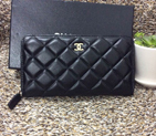 Chanel Matelasse Zip Around Wallet Sheepskin leather A50071 Black