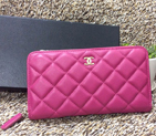 Chanel Matelasse Zip Around Wallet Sheepskin leather A50071 Rose