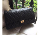 Chanel Original Calf leather Classic Flap Bag A30227 Black Gold A30227