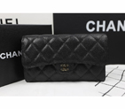 Chanel Tri-Fold Wallet Black Original Caviar leather A31506 Gold