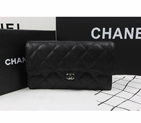 Chanel Tri-Fold Wallet Black Original Caviar leather A31506 Silver