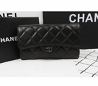 Chanel Tri-Fold Wallet Black Original Sheppskin A31506 Silver