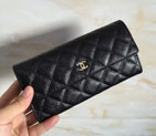 Chanel Tri-Fold Wallet Original Caviar Leather A48656 Black with Gold