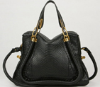 Chloe Paraty Shoulder Bags Snake Veins Leather Red 29883 29883