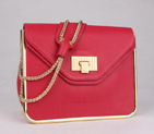 Chloe Sally Shoulder Bags Calf Leather Plum-Red 508914