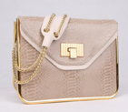 Chloe Sally Shoulder Bags Snake Veins Leather Apricot 508914
