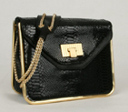 Chloe Sally Shoulder Bags Snake Veins Leather Black 508914