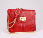 Chloe Sally Shoulder Bags Snake Veins Leather Red 508914