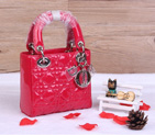 Christian Lady Dior Bag Patent Leather D1633 Rose with Silver D1633