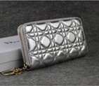 Dior Sheepskin Leather Long Leather Wallet 1098 Silver 1098