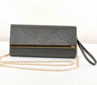 Fendi Pequin Rush Saffiano Pouchette Clutch F2558 Black
