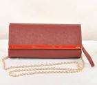Fendi Pequin Rush Saffiano Pouchette Clutch F2558 Bordeaux
